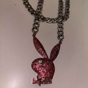 2 Piece Playboy Chain With Pink Pendant